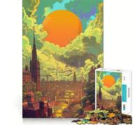 Atardecer en Birmingham, Reino Unido Rompecabezas de 1000 Piezas para Adultos Retirada del Mercado Mejora Alivio del estrés Corte Ajustado Selección de Deseos de Papá Noel 38x52cm