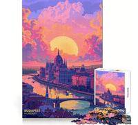 Atardecer en Budapest, Hungría Rompecabezas de 1000 Piezas para Adultos Juguete de lógica Mental Alivio de la tensión Corte Firme 38x26cm