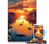 Atardecer en el Canal en la Venecia imaginaria Rompecabezas para Adultos de 1000 Piezas Juguete Que desafía la Mente Pieza de colección de Arte de Corte nítido para una Mente Tranquila 38x26cm