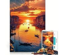 Atardecer en el Canal en la Venecia imaginaria Rompecabezas para Adultos de 1000 Piezas Juguete Que desafía la Mente Pieza de colección de Arte de Corte nítido para una Mente Tranquila 38x52cm