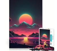 Atardecer en el Futuro Retro Rompecabezas para Adolescentes 1000 Piezas Juego de lógica Diversión en Interiores Borde preciso Pieza de colección de Arte 38x26cm