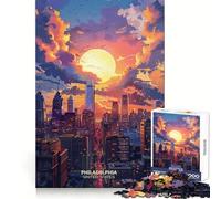 Atardecer en Filadelfia, EE UU Rompecabezas de 1000 Piezas para Adolescentes Juego Inteligente para Pasar Tiempo en Familia Imagen para armar Obra de Arte 38x52cm