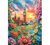 Atardecer en la Ciudad de Big Ben Puzzle 500 Piezas Cartón Resistente para Coleccionistas Entretenimiento Toda La Familia Mejora Memoria Pack Completo para Navidad 500 PCS