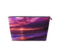 Atardecer en la Playa Rosa Estampado, Bolsa de artículos de tocador Bolsa de Maquillaje Bolsa de cosméticos Bolsa de artículos de tocador de Viaje portátil