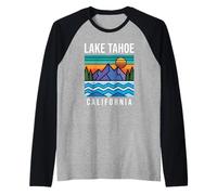 Atardecer en Lake Tahoe California Camiseta Manga Raglan