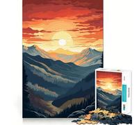 Atardecer en Las montañas para Adultos Rompecabezas de 1000 Piezas Juguete para ejercitar la Mente Diseño Relajante para armar Regalo de Temporada 50x75cm