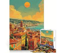 Atardecer en Niza, Francia Rompecabezas de 1000 Piezas para Adultos Mejora la Memoria Alegría Familiar Diseño para armar Elige tu Deseo de Papá Noel 50x75cm