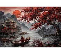 Atardecer en un Paisaje japonés Puzzle De Madera 500 Piezas Adultos Y Niños,Regalo Ideal,Anti-estrés,Reto,Rompecabezas,Deco Pared,14 Años+,Relax,Desafío,Madera,Educativo (52x38cm)