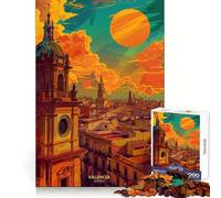 Atardecer en Valencia, España Rompecabezas de 1000 Piezas para Adultos Juguete para Pensar, Calma, relajación, Corte Limpio, decoración de Pared 38x52cm