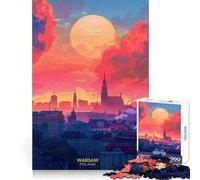 Atardecer en Varsovia, Polonia Rompecabezas de 1000 Piezas para Adultos Juguete de lógica Pura Diversión Relajante Corte preciso Regalo increíble 38x52cm