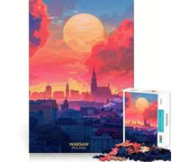 Atardecer en Varsovia, Polonia Rompecabezas de 1000 Piezas para Adultos Juguete de lógica Pura Diversión Relajante Corte preciso Regalo increíble 38x52cm