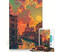 Atardecer en Venecia, Italia Rompecabezas de 1000 Piezas para Adolescentes Juguete cognitivo Disfruta Lentamente Borde Premium Elige tu Deseo de Papá Noel 38x52cm