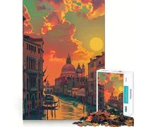 Atardecer en Venecia, Italia Rompecabezas de 1000 Piezas para Adultos Regalo Ideal para ejercitar la Mente Juguete Divertido y silencioso Diseño para armar 38x26cm