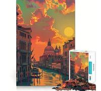 Atardecer en Venecia, Italia Rompecabezas de 1000 Piezas para Adultos Regalos Juguete para desarrollar la Habilidad y aliviar el estrés Corte preciso Lista de Deseos de Papá Noel 50x75cm
