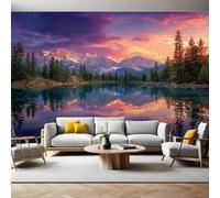 Atardecer Fotomurales Magníficas vistas de las Montañas Rocosas Papel Tapiz Fotográfico 400x280 cm Tejido No Tejido Decor de la Pared Murales para Salón Dormitorio TV Pared Habitación Niños
