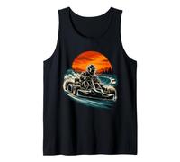 Atardecer Go Kart Carreras Piloto Pista Retro Camiseta sin Mangas