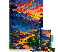 Atardecer La Naturaleza Rompecabezas de 1000 Piezas para Adultos Regalos para Fortalecer la Memoria Tiempo Sereno Borde de Calidad Artículo de Deseo de Papá Noel 50x75cm