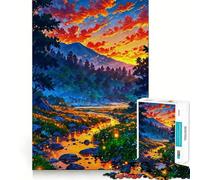Atardecer La Naturaleza Rompecabezas de 1000 Piezas para Adultos Regalos para Fortalecer la Memoria Tiempo Sereno Borde de Calidad Artículo de Deseo de Papá Noel 38x26cm
