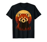 Atardecer Panda Rojo Retro Vintage Camiseta