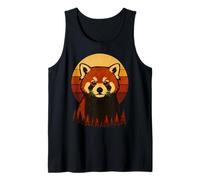 Atardecer Panda Rojo Retro Vintage Camiseta sin Mangas