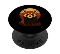 Atardecer Panda Rojo Retro Vintage PopSockets PopGrip Adhesivo