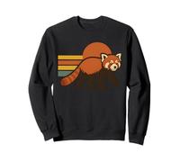 Atardecer Panda Rojo Retro Vintage Sudadera