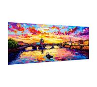 Atardecer Pintar por Numeros Adultos,Paisaje Pintura por Numeros Kit,Easy Paint by Numbers Adult Niños,con 3 Pinceles y Pigmento Acrílico,DIY Manualidades Home Decor Regalo 45x70cm,con Marco,d15k