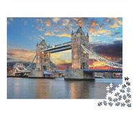 Atardecer Puente Londres Puzzle 1000 Piezas De Cartón Grueso Conjunto De Rompecabezas Anti Estrés Adultos para Actividad Fuzzle Después De La Escuela como Regalo Original 52x38cm/1000pcs