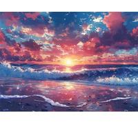 Atardecer Puzzle de 1500 Piezas para Adultos, Puzzle Playa Rompecabezas Adultos Pieza de Madera Juegos, Obra de Arte de Juego de Rompecabezas, DIY para Decoración del Hogar 87x57cm g-305