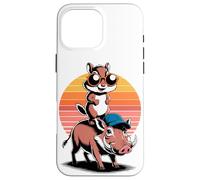 Atardecer Retro Ardilla Rayada Jabalí Verrugoso Ardillas Carcasa para iPhone 16 Pro Max