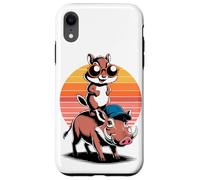 Atardecer Retro Ardilla Rayada Jabalí Verrugoso Ardillas Carcasa para iPhone XR