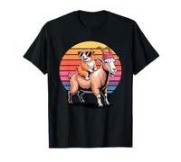 Atardecer Retro Cabra Montés Perro de la Pradera Cabras Camiseta