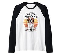 Atardecer Retro de San Bernardo - Big Dog Bigger Love Camiseta Manga Raglan
