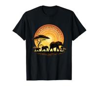 Atardecer Savannah Elefante Familia Africana Camiseta