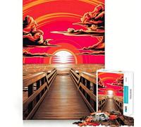 Atardecer Sereno en el Muelle Rompecabezas de 1000 Piezas para Adolescentes Mejora la Memoria Relajación Mental Bordes Afilados Regalo Creativo (38x26cm)