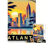 Atardecer sobre Atlanta Rompecabezas para Adolescentes de 1000 Piezas Diversión Intelectual Tiempo Bien aprovechado Bordes Exactos Regalo navideño (38x26cm)