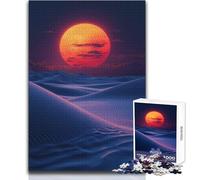 Atardecer sobre Dunas de Arena Azul, Rompecabezas de 1000 Piezas para Adolescentes, Actividad educativa Divertida y lógica, sentimiento cálido, tamaño 38x26cm