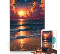 Atardecer sobre el océano con Nubes Rompecabezas para Adultos de 1000 Piezas Juguete Que estimula la Mente Colección de Arte de Corte nítido 38x26cm