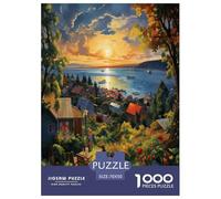 Atardecer sobre el Puerto Puzzle Imposible,desafío for Adults Entretenimiento Creativo 1000 Piezas Obra De Arte De Juego De para Adultos, Regalos A Partir De 14 Años 70x50cm/1000pcs