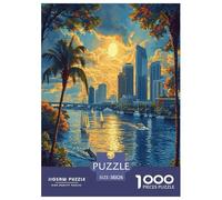 Atardecer sobre el Puerto Puzzle Imposible,desafío para Adultos Arte Juego EduGatoivo 1000 Piezas Obra De artee De Juego De para Adultos Y Niños Mayores De 12 Años 38x26cm/1000pcs