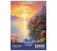 Atardecer sobre el Puerto Puzzles Imposible,desafío for Adults Arte Entretenimiento Creativo 1000 Piezas Obra De artee De Juego De para Adultos Y Niños A Parteir De 12 Años 38x26cm/1000pcs