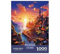 Atardecer sobre el Puerto Puzzles Imposible,desafío para Adultos Juego EduGatoivo 1000 Piezas Obra De Arte De Juego De para Adultos Y Niños A Partir De 12 Años 38x26cm/1000pcs