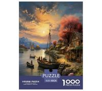 Atardecer sobre el Puerto Rompecabezas Imposible,desafío for Adults Arte Juego EduGatoivo 1000 Piezas Obra De artee De Juego De para Adultos Y Niños Mayores De 12 Años 38x26cm/1000pcs