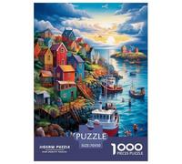 Atardecer sobre el Puerto Rompecabezas Imposible,desafío for Adults Juego EduGatoivo 1000 Piezas Obra De Arte De Juego De para Adultos Y Niños Mayores De 12 Años 70x50cm/1000pcs
