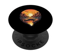 Atardecer sobre Montaña Reflexiones Arte PopSockets PopGrip Adhesivo