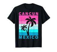 Atardecer Tropical Retro Playa Cancún México Vibes Verano Camiseta
