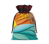 Atardecer y amanecer con océano mar encantador cordón bolsas de regalo de Navidad, bolsas de regalo reutilizables para todas las ocasiones