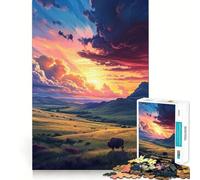 Atardeceres sobre una Amplia Zona Rompecabezas de 1000 Piezas para Adolescentes Juguete para ejercitar la Mente Actividad en casa Artículo de Primera Calidad Ideal para Pedir un Deseo a Santa Claus