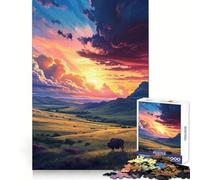 Atardeceres sobre una Amplia Zona Rompecabezas para Adolescentes de 1000 Piezas Mejora la Memoria Tiempo de relajación Bordes precisos Regalo increíble 38x26cm