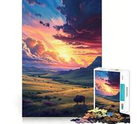 Atardeceres sobre una Amplia Zona Rompecabezas para Adolescentes de 1000 Piezas Mejora la Memoria Tiempo de relajación Bordes precisos Regalo increíble 38x26cm